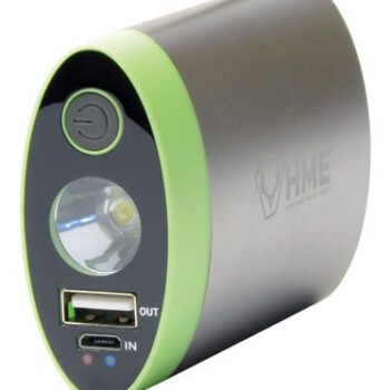 HME HW Rechargeable Lithium Ion Hand Warmer with Light ABS Plastic Silver Green Accent