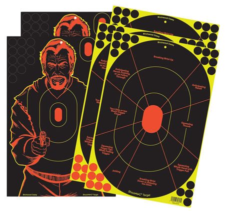 Birchwood Casey Shoot-N-C Reactive Target Combo Pack - Self-Adhesive Paper Handgun Targets - Multi Color Silhouette Bad Guy Pasters Included 3 Birchwood Casey Shoot-N-C Reactive Target Combo Pack - Self-Adhesive Paper Handgun Targets - Multi Color Silhouette Bad Guy Pasters Included