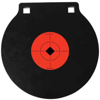 Birchwood Casey Pistol/Rifle AR500 Steel Target: 8" Double Hole Circle with Crosshair & Diamond 0.38" Thick Black/Orange Hanging