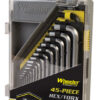 Wheeler 1081959 SAE/Metric Hex & Torx Key Set Silver Steel 45 Pieces 1 103681