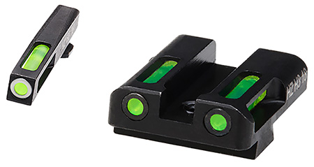 HiViz LiteWave H3 Sight Set for Glock Green Tritium White Outline Front Green Fiber Optic Rear
