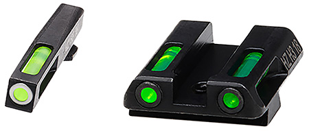 HiViz LiteWave H3 Sight Set for Glock Green Tritium White Outline Front Green Fiber Optic Rear