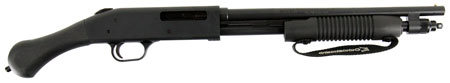 Mossberg 590 Shockwave 410 Gauge Pump-Action Shotgun 5+1 3" 14.375" Heavy Barrel Blued Finish Dual Extractors Tapped Receiver Corncob Forend Raptor Grip