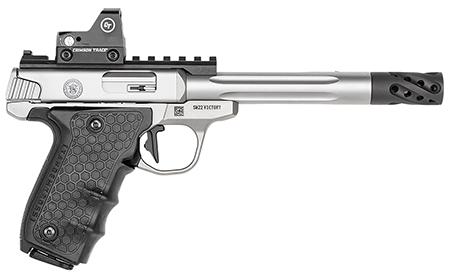 Smith & Wesson Performance Center Victory Target .22 LR Pistol - 10+1 Rounds, 6" Barrel with Muzzle Brake, Stainless Steel, Tandemkross Black HiveGrip with Integrated Target Thumb Rest, Includes Red Dot Sight