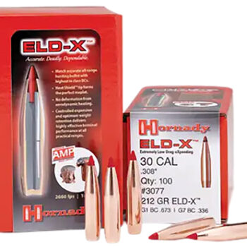 Hornady 30731 ELD Match  30 Cal .308 208 gr Extremely Low Drag Match 100 Per Box/ 15 Case