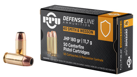 PPU 40 S&W 180gr Jacketed Hollow Point Ammunition 50 Rounds Per Box 3 PPU 40 S&W 180gr Jacketed Hollow Point Ammunition 50 Rounds Per Box