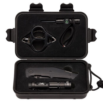 Browning 3220288 Outdoorsman Survival Kit 3.50" Folding Drop Point Plain Black Stonewashed 8Cr13MoV SS Blade/Black G10 Handle Includes Storage Case/Flashlight/Wire Saw/Fire Flint/Compass/Whistle