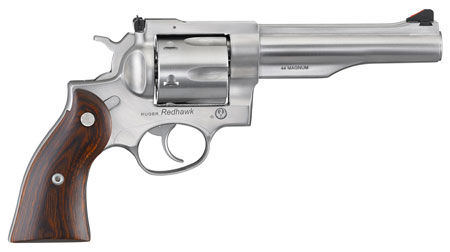 Ruger Redhawk .44 Special/.44 Rem Mag 5.5" 6-Round Revolver, Satin Stainless Steel Barrel, Dual Chambered Satin Stainless Cylinder & Frame, Hardwood Grip