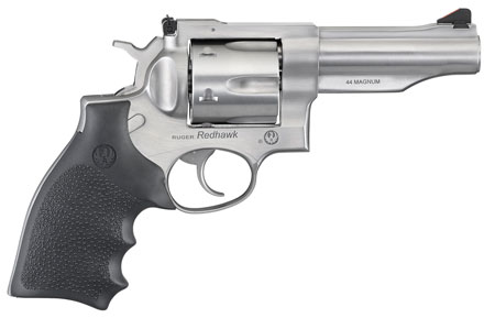 Ruger Redhawk .44 Special/.44 Rem Mag 4.2" 6-Round Revolver, Satin Stainless Steel Barrel, Dual Chambered Satin Stainless Cylinder, Satin Stainless Steel Frame, Hardwood Grip, Exposed Hammer