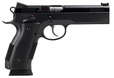 CZ-USA A01-LD Custom Full-Size 9mm 19+1 4.93" Match Bull Barrel Blued Slide & Frame Checkered Grip Ambidextrous