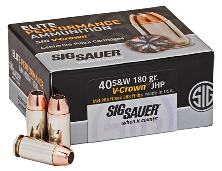 Sig Sauer Elite Performance P320 40 S&W Ammo 180gr V-Crown JHP 50 Rounds
