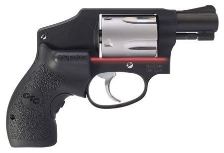 Smith & Wesson Performance Center Model 442 .38 S&W Special +P 1.88" 5-Round Revolver, Black Stainless Steel Barrel, Black Fluted Cylinder, Matte Black Aluminum Frame with Black Crimson Trace Lasergrip
