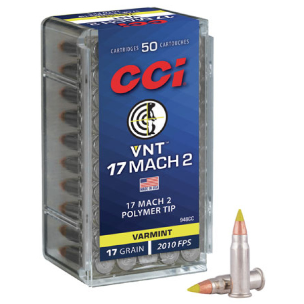 CCI 17 Mach2 Varmint Rimfire Ammo 17gr Polymer Tip 50 Rounds