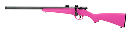 Savage Arms Rascal FLV-SR Youth .22 LR Left-Hand Bolt-Action Rifle 16.12" Heavy Barrel Synthetic Pink Stock