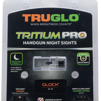 TruGlo Tritium Pro Sight Set Black with Green Tritium Orange Outline Front and Green Tritium Rear Sight