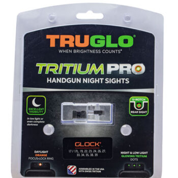 TruGlo Pro Series Tritium Black Front & Rear Sights for Glock - Green with Orange
