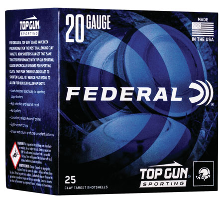 Federal Top Gun Shotgun Shells 20 Gauge 2.75" 7/8oz 7.5 Shot 25 Rounds Box of 10 3 Federal Top Gun Shotgun Shells 20 Gauge 2.75" 7/8oz 7.5 Shot 25 Rounds Box of 10