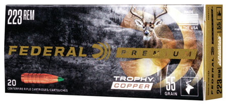 Federal Premium .223 Remington 55gr Trophy Copper Polymer Tip Rifle Ammunition