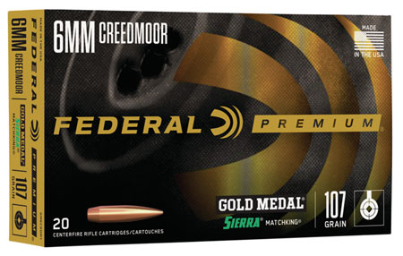 Federal 6mm Creedmoor 107gr Sierra MatchKing BTHP Ammunition 20rds/Box 10 Boxes/Case