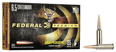 Federal 6.5 Creedmoor 135gr Berger Hybrid Hunter Ammunition 20 Rounds Per Box