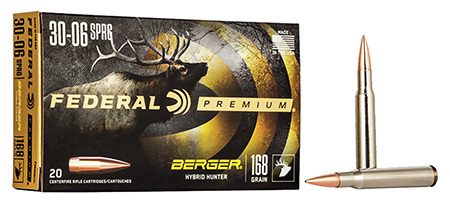 Federal Premium 30-06 Springfield 168gr Berger Hybrid Hunter Ammunition 20 Rounds Per Box