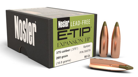 Nosler 59379 E-Tip  375Cal 260gr Spitzer Boat Tail 50/Box