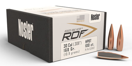 Nosler 53182 RDF Match 30Cal 168gr Hollow Point Boat Tail 100/Box