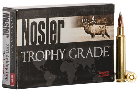 Nosler Trophy Grade .280 Ackley Improved 160gr AccuBond Rifle Ammo - 20 Rounds