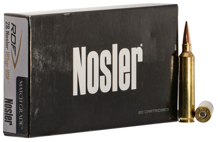 Nosler Match Grade 28 Nosler 185gr Hollow Point Boat Tail RDF Rifle Ammunition – 20 Rounds