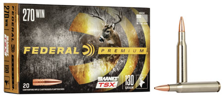 Federal Premium .270 Winchester 130gr Barnes TSX Rifle Ammunition 20 Rounds Box/10 Boxes Case