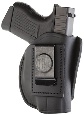 1791 Gunleather 4-Way IWB/OWB Holster, Size 02, Stealth Black Leather, Belt Clip, Compatible with Ruger LCP/S&W Bodyguard/Glock 42/43/43X, Right Hand