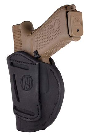 1791 Gunleather 4-Way IWB/OWB Holster Size 05 Stealth Black Leather Fits S&W M&P Springfield XD Glock 17 HK VP9