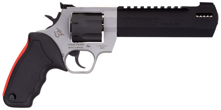 Taurus Raging Hunter 454 Casull 5rd 6.75" Matte Black Oxide Cylinder & Barrel Matte Stainless Steel Frame Black Rubber with Integrated Red Cushion Insert Grip