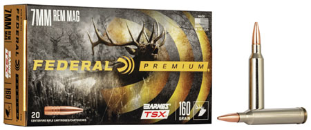 Federal Premium 7mm Remington Mag 160gr Barnes TSX Rifle Ammunition 20 Rounds