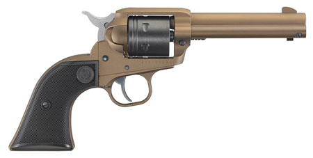 Ruger Wrangler 22 LR, 6-Round, 4.62" Barrel, Burnt Bronze Cerakote, Black Cylinder, Checkered Polymer Grips