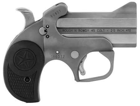 Bond Arms Rowdy 410/45 Colt Derringer 3-inch Barrel 2-Shot Polished Stainless Steel Frame Rubber Grips