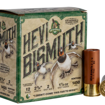 HEVI-Shot HEVI-Bismuth 12 Gauge 2.75" 1 1/4 oz Bismuth 2 Shot Shotgun Ammunition 25 Rounds per Box