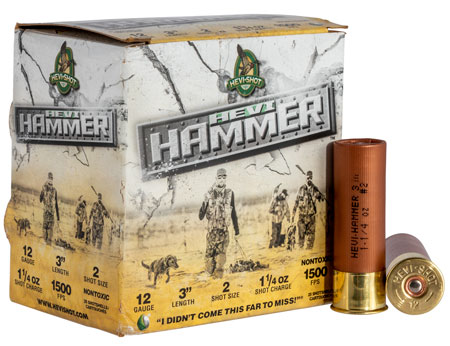 HEVI-Shot 12 Gauge 3" 1-1/4 oz 2 Shot HEVI-Hammer Shotgun Ammunition 25 Rounds