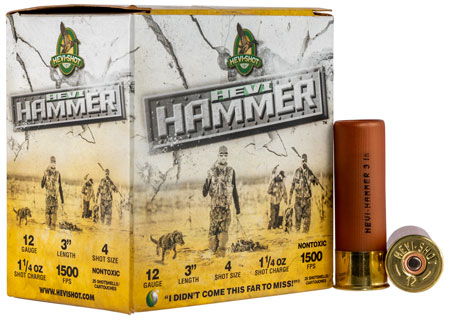 Hevi-Shot Hevi-Hammer 12 Gauge 3 Inch 1-1/4 Ounce 4 Shot Shotgun Ammunition 25 Rounds per Box