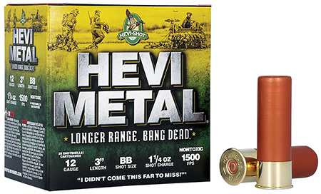 Hevi-Shot HS38088 12 Gauge 3" 1-1/4 oz BB Shot Shotgun Ammunition 25 Rounds