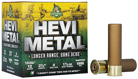 HEVI-Metal Longer Range 12 Gauge 3.5" 1 1/2 oz 4 Shot 25 Rounds per Box / 10 Boxes per Case