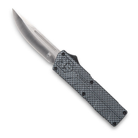 CobraTec Knives CFCTLWDNS Lightweight  3.25" OTF Drop Point Plain D2 Steel Blade/Carbon Fiber Aluminum Handle Includes Pocket Clip