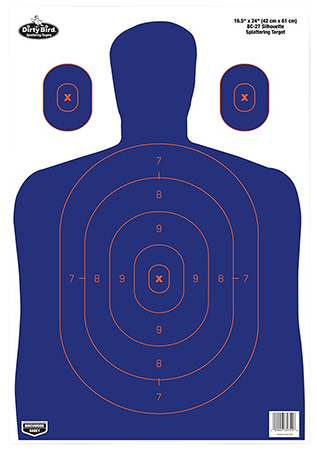 Smith & Wesson M&P 9mm Semi-Automatic Pistol Dirty Bird Silhouette Tagboard Target Hanging 16.5" x 24" Blue/Orange 3-Pack