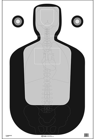 Action Target Qualification Silhouette/Vitals Paper 23"x35" Black/Gray 100/Box