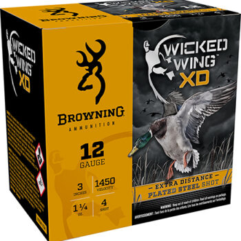 Browning 12 Gauge 3" 1-1/4 oz 4 Shot Wicked Wing XD Shotgun Ammunition 25 Rounds
