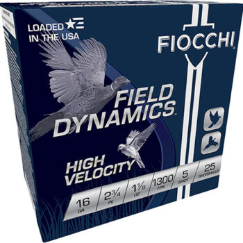Fiocchi 16 Gauge 2.75" 1-1/8oz 5 Shot High Velocity Field Dynamics Shotgun Ammunition 25 Rounds