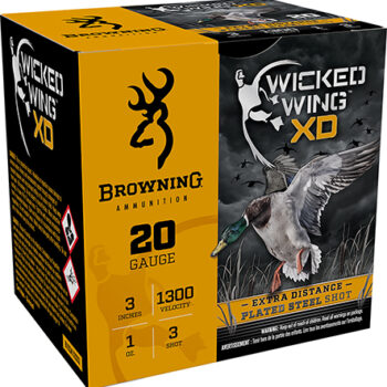 Browning 20 Gauge 3" 1oz 3 Shot Wicked Wing XD Shotgun Ammunition 25 Rounds Per Box