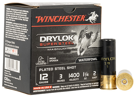 Winchester Drylok Super Steel Magnum 12 Gauge 3" 1 1/4 oz #2 Shot, 25-Box/10-Case
