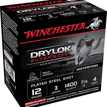 Winchester Drylok Super Steel Magnum 12 Gauge 3" 1 1/4 oz #4 Shot, 25-Box/10-Case