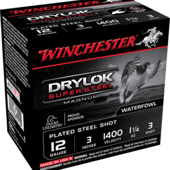 Winchester Drylok Super Steel Magnum 12 Gauge 3" 1 1/4 oz #3 Shot, 25-Box/10-Case